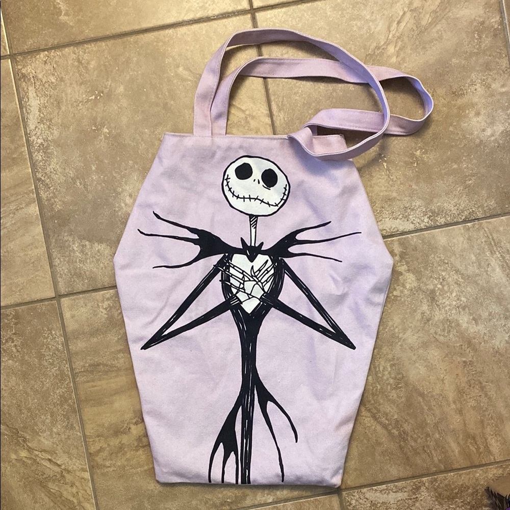 The nightmare before christmas double sided lavender coffin tote bag